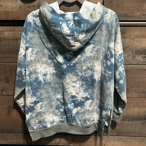 Light Duty Tie-Dye Hoodie in Blue, Sage, And White - Picture 3 of 3